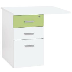 Caisson hauteur bureau 3 tiroirs avec extension Intuitiv' blanc