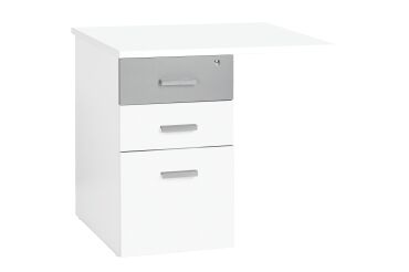 Caisson hauteur bureau 3 tiroirs avec extension Intuitiv' blanc