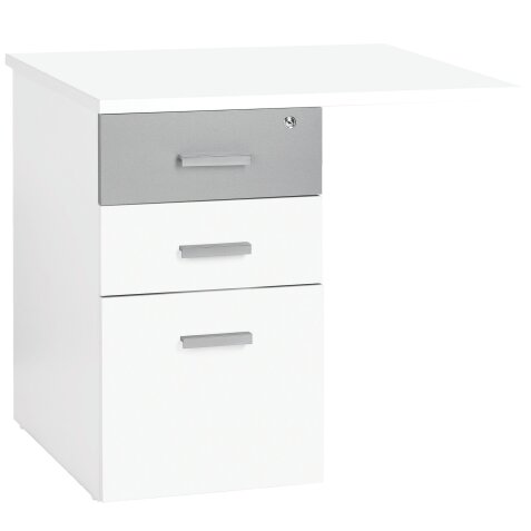 Caisson hauteur bureau 3 tiroirs avec extension Intuitiv' blanc