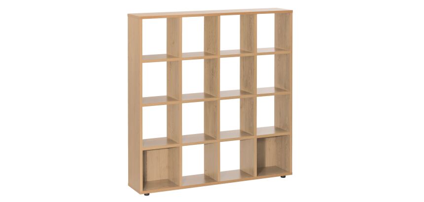 Bibliothèque Ineo 16 cases chêne clair avec fond