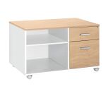 Console mobile Inéo 2 tiroirs blanc - chêne clair