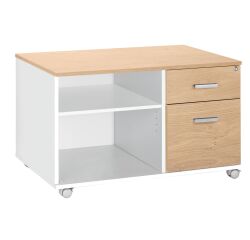 Mobile console Intuitiv' L 100 cm 2 drawers white body and light oak