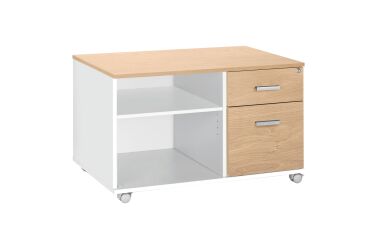 Console mobile Intuitiv' L 100 cm 2 tiroirs corps blanc et chêne clair
