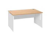 Bureaux droit Intuitiv' L 140 x P 80 cm plateau chêne clair entretoise blanche piètement plein bois