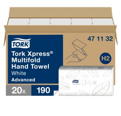 Handdoekjes gewikkeld geplooid Tork H2 Advanced - Doos van 3800
