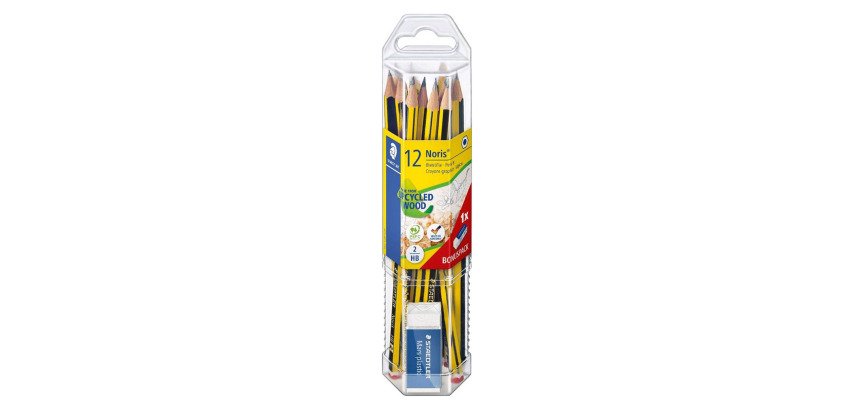 Paket mit 12 Bleistiften Staetler Noris HB + Radiergummi gratis
