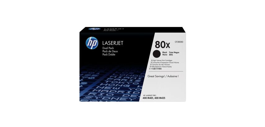 HP 80X - CF 280XD pack 2 toners haute capacité noirs