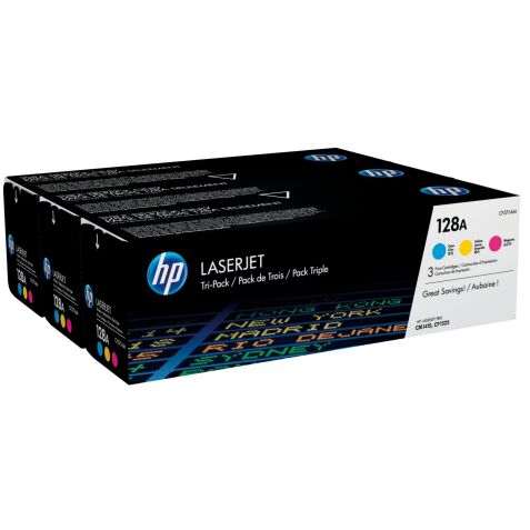 HP 128A (CF371AM) Pack tóner original tricolor de capacidad estándar (3 x 1300 páginas)