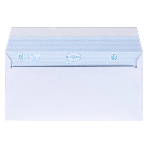 Enveloppes 100 gr La Couronne blanche - 110 x 220 mm - format DL - sans fenêtre - Boîte de 200