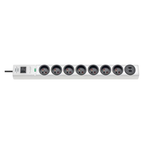 Socket box with overvoltage arrester 7 contacts + 2 USB ports Hugo