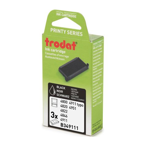 Cassette d'encrage Trodat Printy 6/4911 - Lot de 3