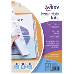 Double pochette intercalaire A4+ polypropylène coloré Avery 8 onglets multicolores - 1 jeu