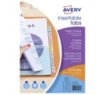 Double pochettes intercalaires perforées multicolores A4 Avery - polypropylène 18/100e - 8 onglets - 1 jeu