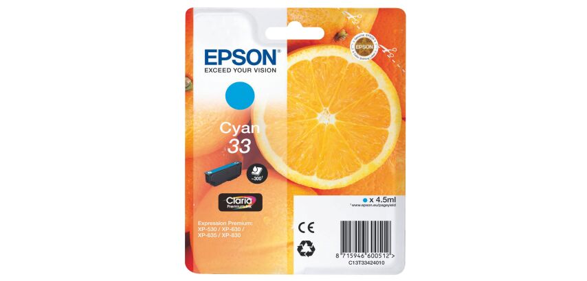 Epson 33 cartouches couleurs séparées pour imprimante jet d'encre