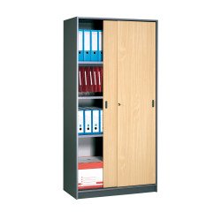 Armario de oficina madera Alt. 180 cm antracita haya