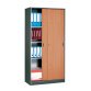 Armoire Harmonie H 180 x L 90 x P 44 cm corps anthracite portes coulissantes bois