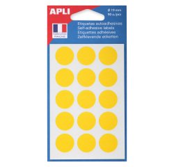 Pastilles adhésives Ø 19 mm couleurs - Pochette de 90 gommettes