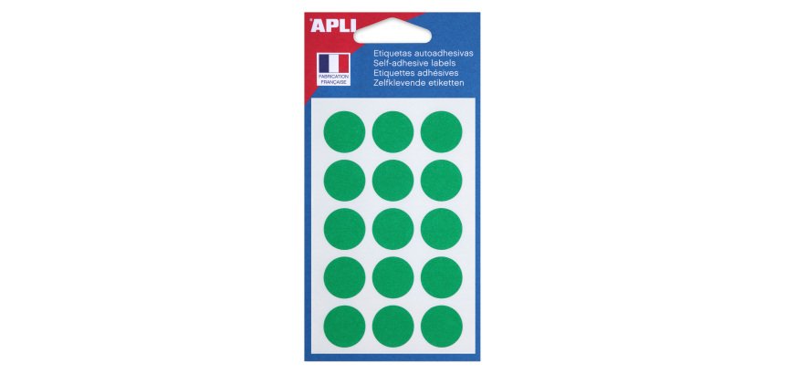 Pastilles adhésives Ø 19 mm couleurs - Pochette de 90 gommettes