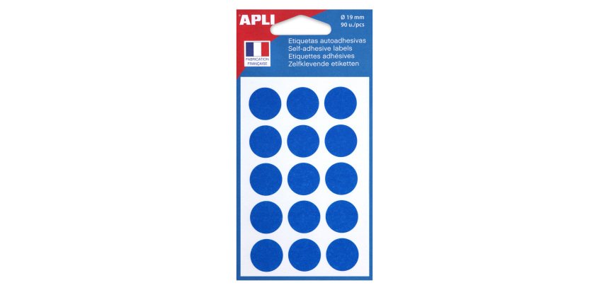 Pastilles adhésives Ø 19 mm couleurs - Pochette de 90 gommettes