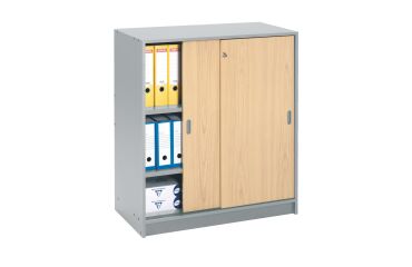 Kast met schuifdeuren 100 x 90 cm behuizing alu - deuren beuk