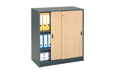 Harmonie Wardrobe H 100 x W 90 x D 44 cm anthracite body sliding doors beech