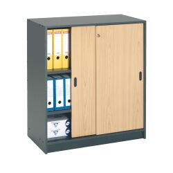 Harmonie Wardrobe H 100 x W 90 x D 44 cm anthracite body sliding doors beech