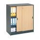 Wardrobe Harmony H 100 x W 90 x D 44 cm, anthracite body, sliding wooden doors