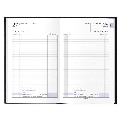 Agenda carré Perpétuel Recette-Dépense journalier - 21,4 x 14 cm