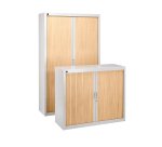 Pack tambour cabinets Bruneau H 200 + H 100 cm grey/beech