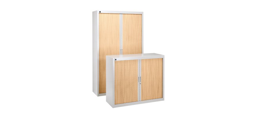 Pack tambour cabinets Bruneau H 200 + H 100 cm grey/beech