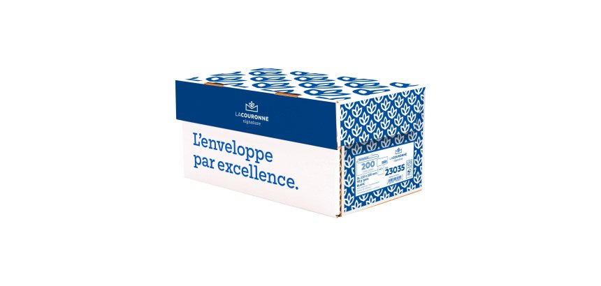 Enveloppe 110 x 220 mm La Couronne 90 g avec fenêtre 45 x 100 mm blanche - Boîte de 200