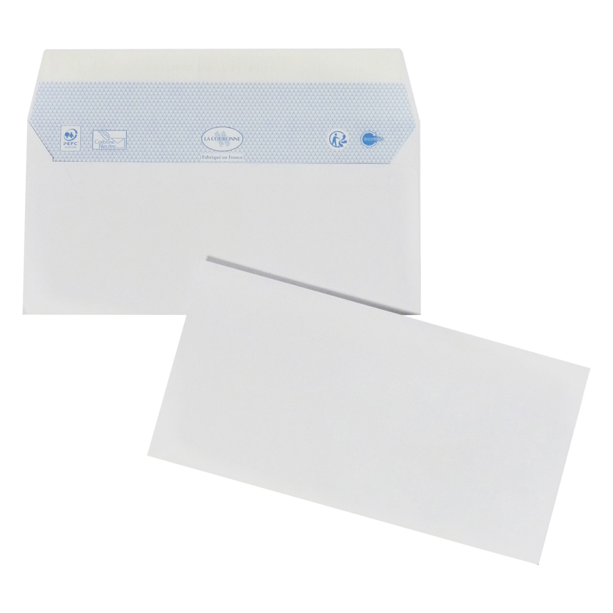 100 Enveloppes DL 110 x 220 mm sans fenêtre papier velin 80 gr