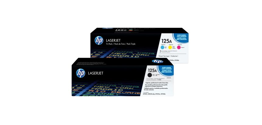 HP 125A (CB54xA) pack 4 tóneres originales negro + 3 colores