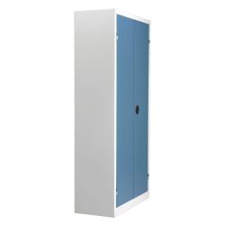 Armoire d'atelier monobloc H 198 x L 100 x P 43 cm corps gris - portes bleues