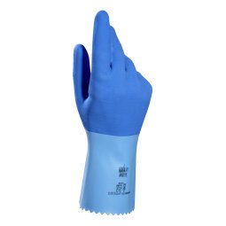 Gants de ménage latex Mapa Jersette 301 bleu - La paire