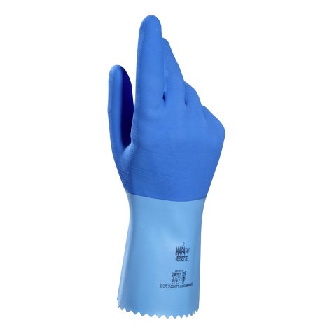 Gants de ménage latex Mapa Jersette 301 bleu - La paire