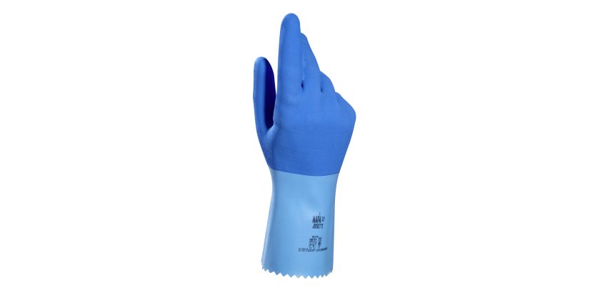 Gants de ménage latex Mapa Jersette 301 bleu - La paire