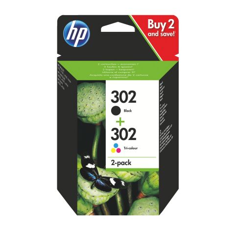 HP 302 Pack 2 cartuchos originales negro + tricolor (190 + 3 x 165 páginas)