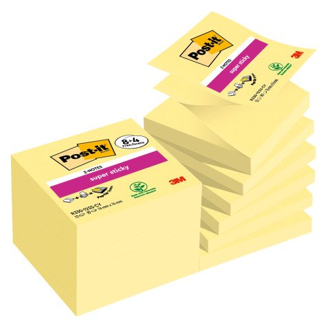 Z-notes repositionnables Super Sticky Post-it 76 x 76 mm jaune - bloc de 90 feuilles