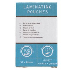 Pochettes de plastification 54 x 86 mm 2 x 125 µ brillantes - Boite de 100