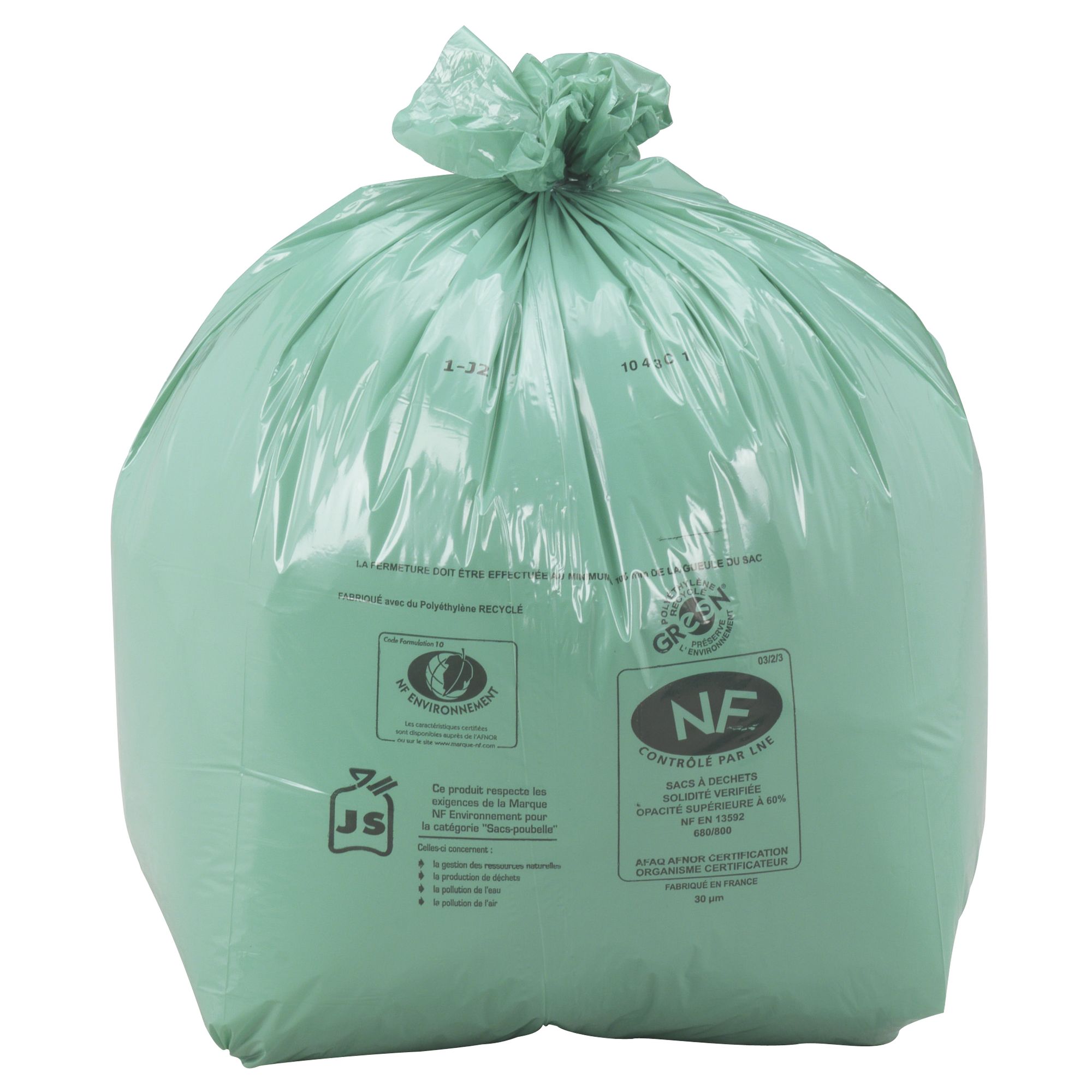 Sac poubelle 50 litres NF Environnement vert 500 sacs sur