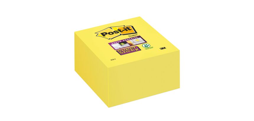 Bloc cube repositionnable jaune Super Sticky Post-it 76 x 76 - bloc de 350 feuilles