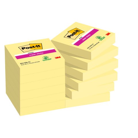 Notas adhesivas amarillas Super Sticky Post-it 51 x 51 mm Bloc de 90 hojas