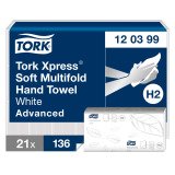 Essuie-mains pliage enchevêtré Tork H2 Advanced doux - Carton de 3780