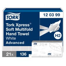 Handdoekjes gewikkeld geplooid Tork H2 Advanced zacht - Doos van 2856