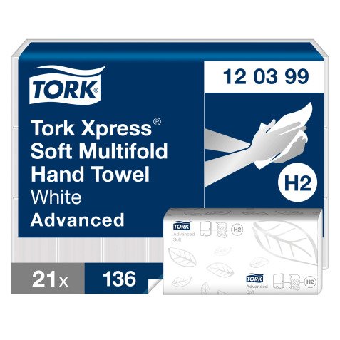 Secamanos plegado en W Tork Advanced suave - Caja de 3780