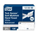 Essuie-mains pliage enchevêtré Tork H2 Advanced doux - Carton de 2856