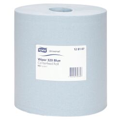 Afdroogrollen met centrale verdeling Tork M2 Wiper 320 blauw - Doos van 6