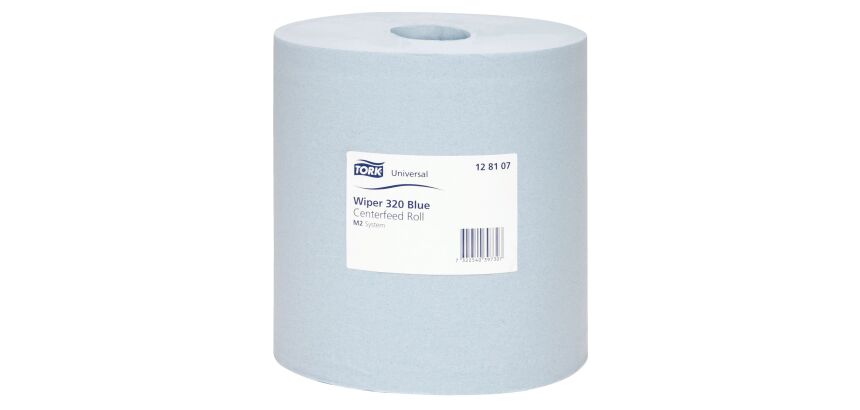 Bobine d'essuyage à dévidage central Tork M2 Wiper 320 bleue - Carton de 6