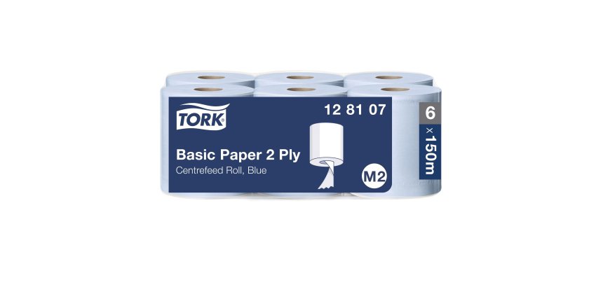 Afdroogrollen met centrale verdeling Tork M2 Wiper 320 blauw - Doos van 6